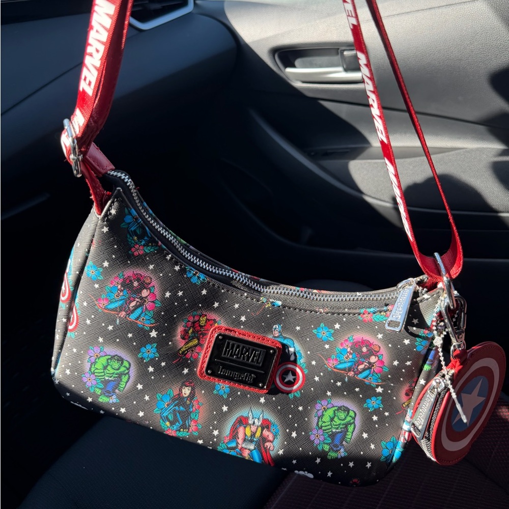 Loungefly Marvel Black and Red Superhero Bag - Picture 2 of 6